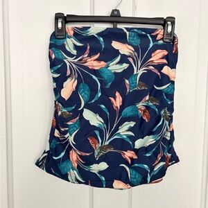 Navy Floral Strapless Tankini Swimsuit Top